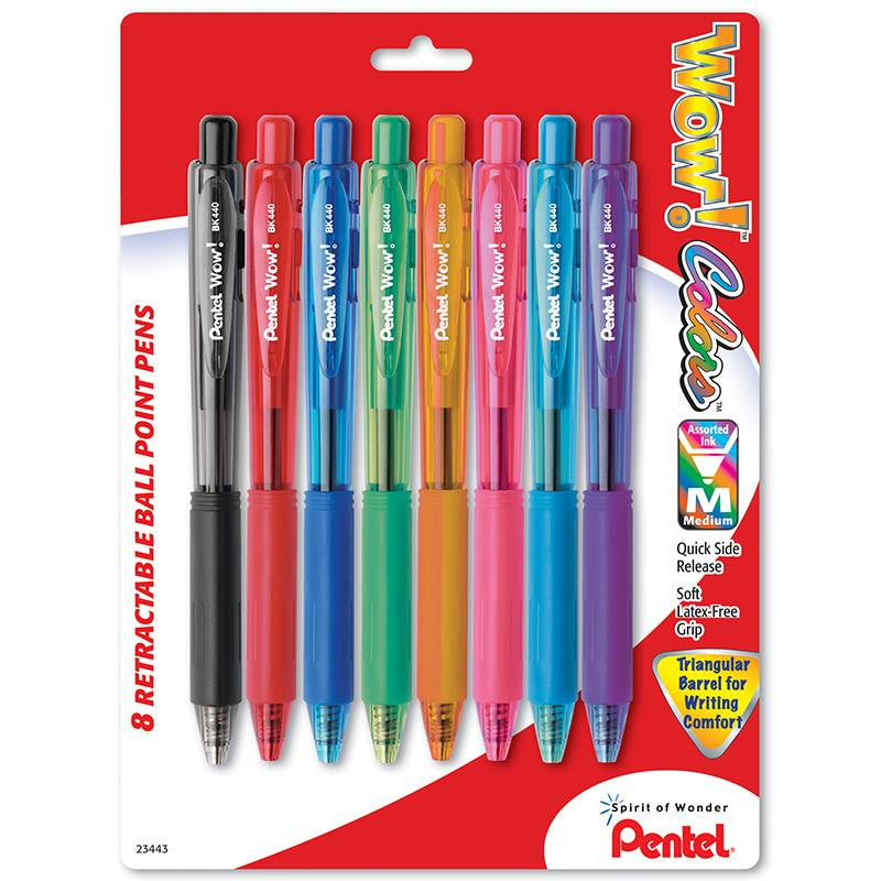 PENTEL 8PK WOW RETRACTABLE BALL