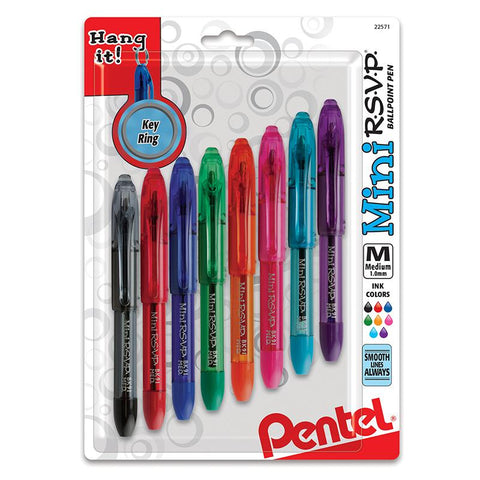 PENTEL RSVP MINI BALLPOINT PENS 8PK