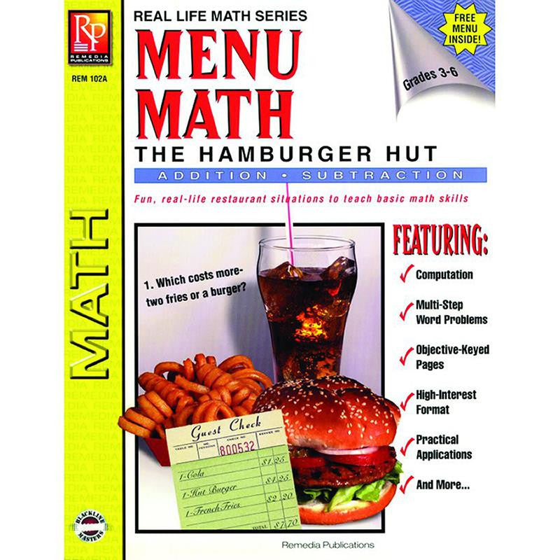 MENU MATH HAMBURGER HUT BOOK-1 ADD