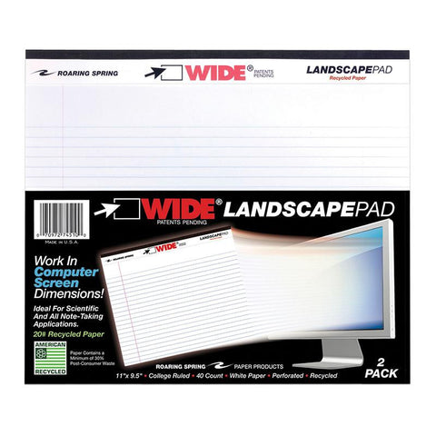 LEGAL PAD LANDSCAPE WHITE 2 PACK