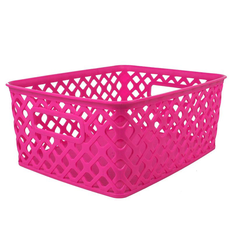 SMALL HOT PINK WOVEN BASKET