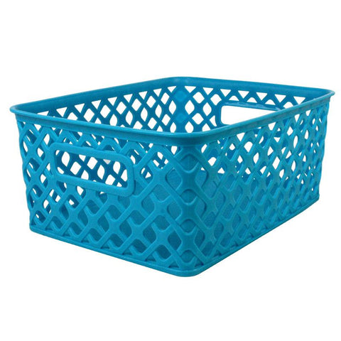 SMALL TURQUOISE WOVEN BASKET