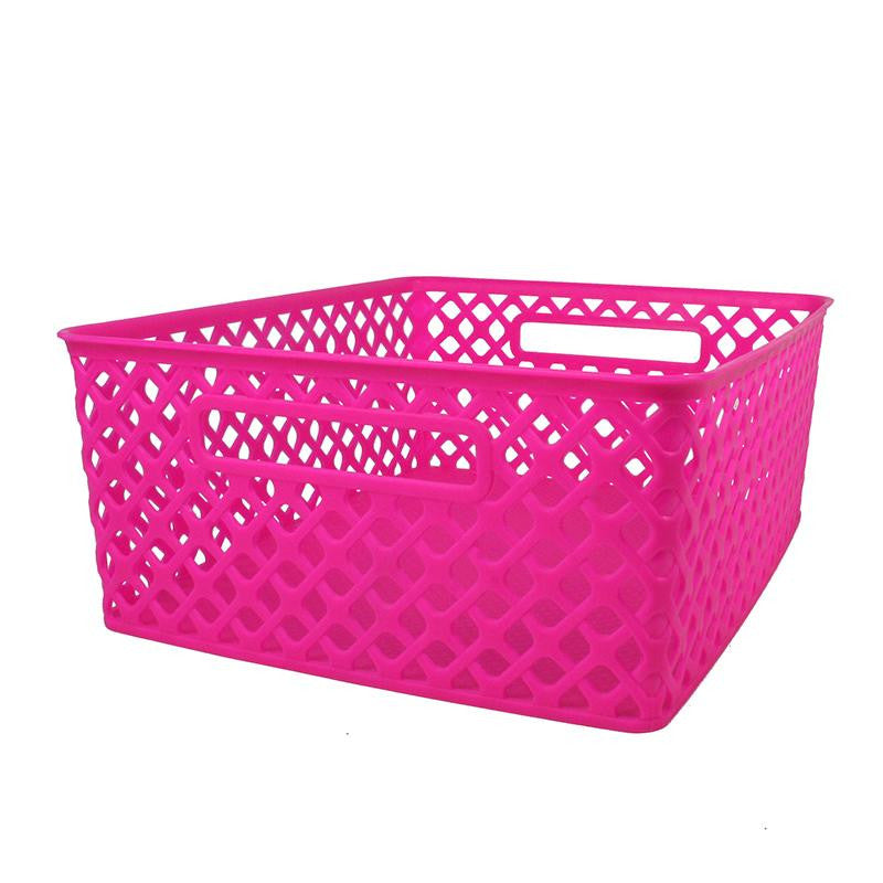 MEDIUM HOT PINK WOVEN BASKET