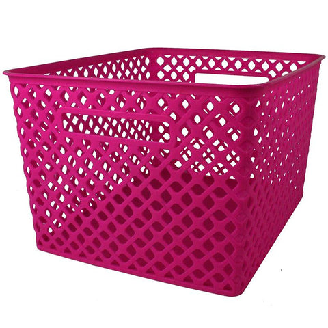 LARGE HOT PINK WOVEN BASKET