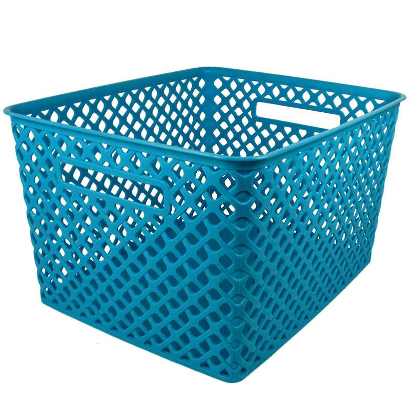 LARGE TURQUOISE WOVEN BASKET