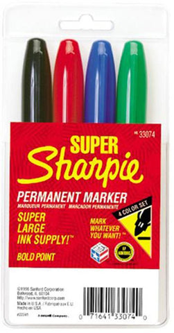 MARKER SET SHARPIE SUPER 4 COLOR