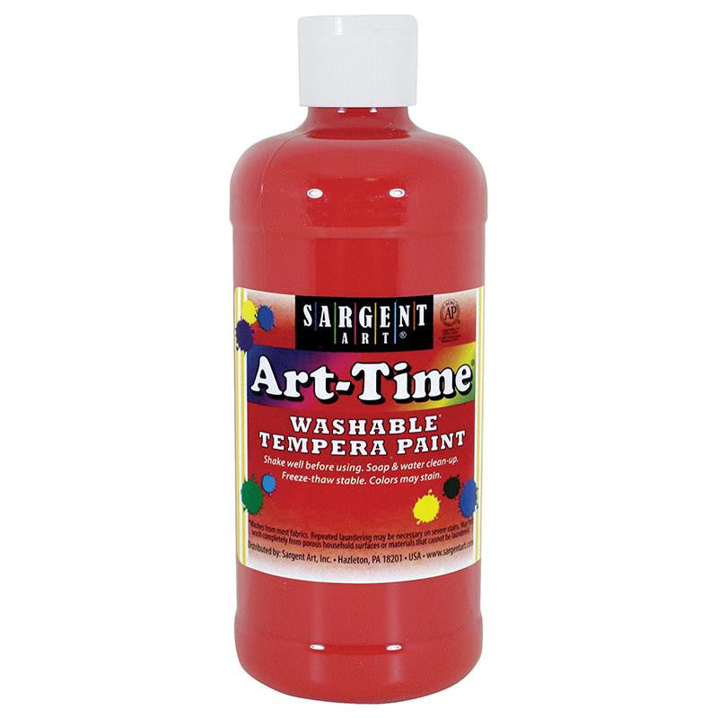 RED ART-TIME WASHABLE PAINT 16 OZ