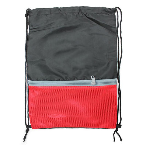 DRAWSTRING BCKPACK W- ZIPPER BLK-RD