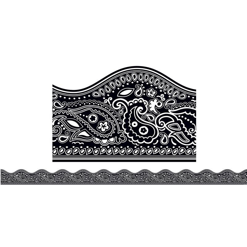 BLACK BANDANA SCALLOPED TRIMMERS