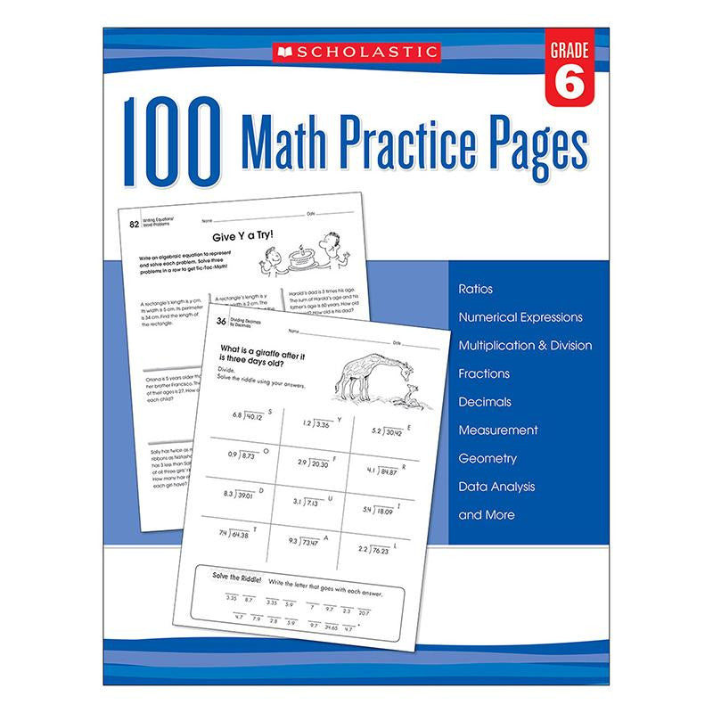 105 MATH PRACTICE PAGES GR 6