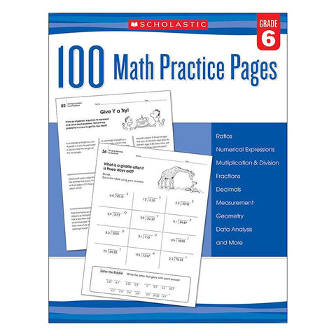 105 MATH PRACTICE PAGES GR 6