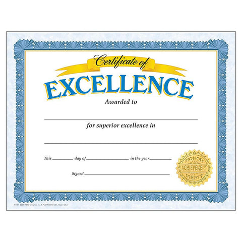 CERTIFICATE OF EXCELLENCE 30-PK