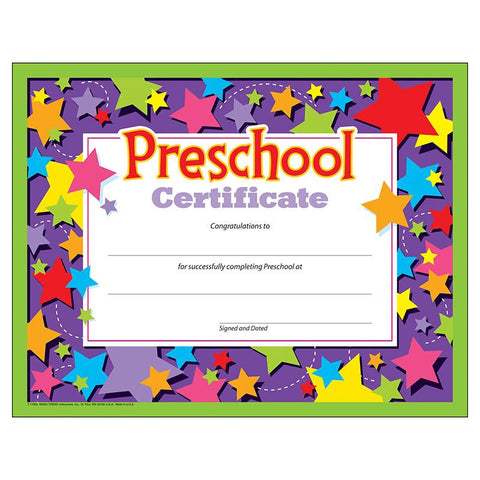 PRESCHOOL CERTIFICATE 30-PK