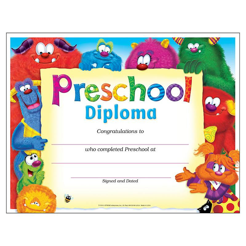 PRESCHOOL DIPLOMA FURRY FRIENDS