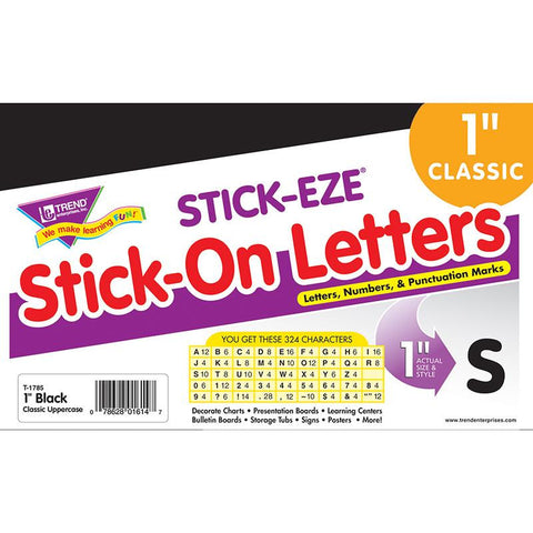 STICK-EZE 1IN BLACK LETTERS NUMBERS