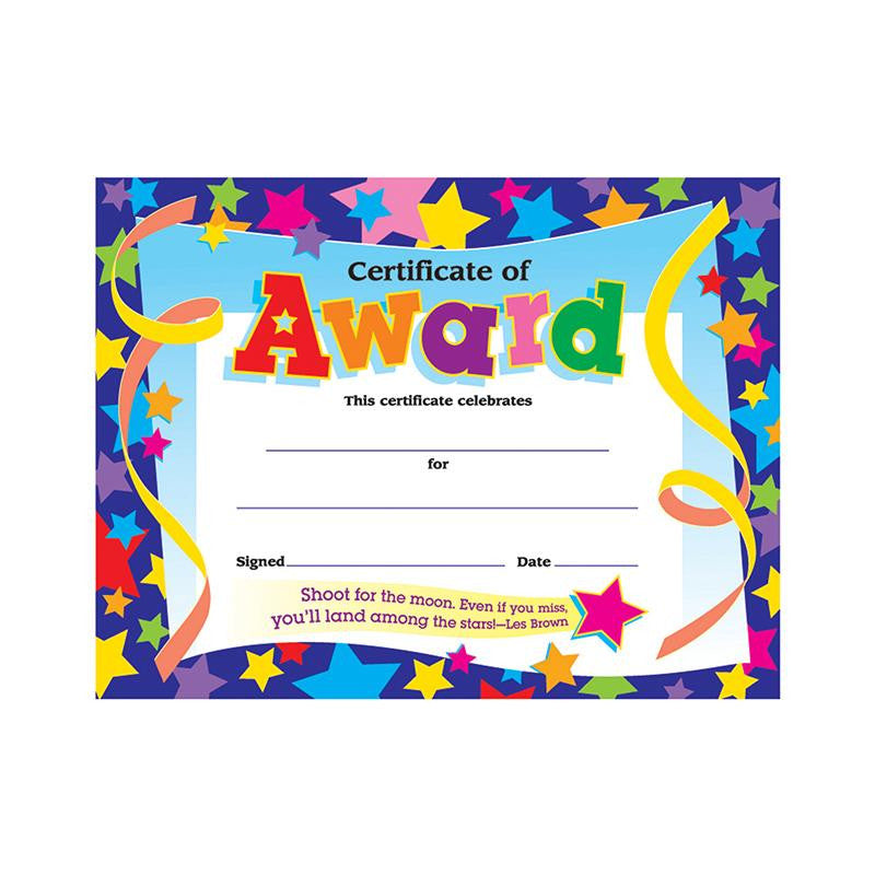 CERTIFICATE OF AWARD STARS 30-PK