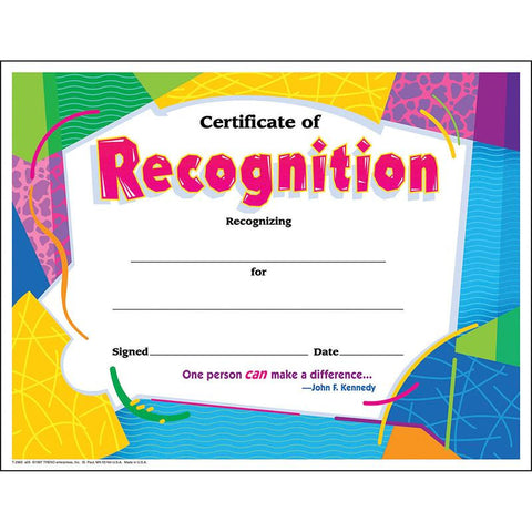 CERTIFICATE OF RECOGNITION COLORFUL