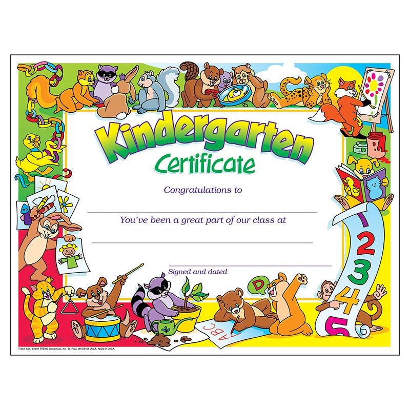 CERTIFICATE KINDERGARTEN 30-PK