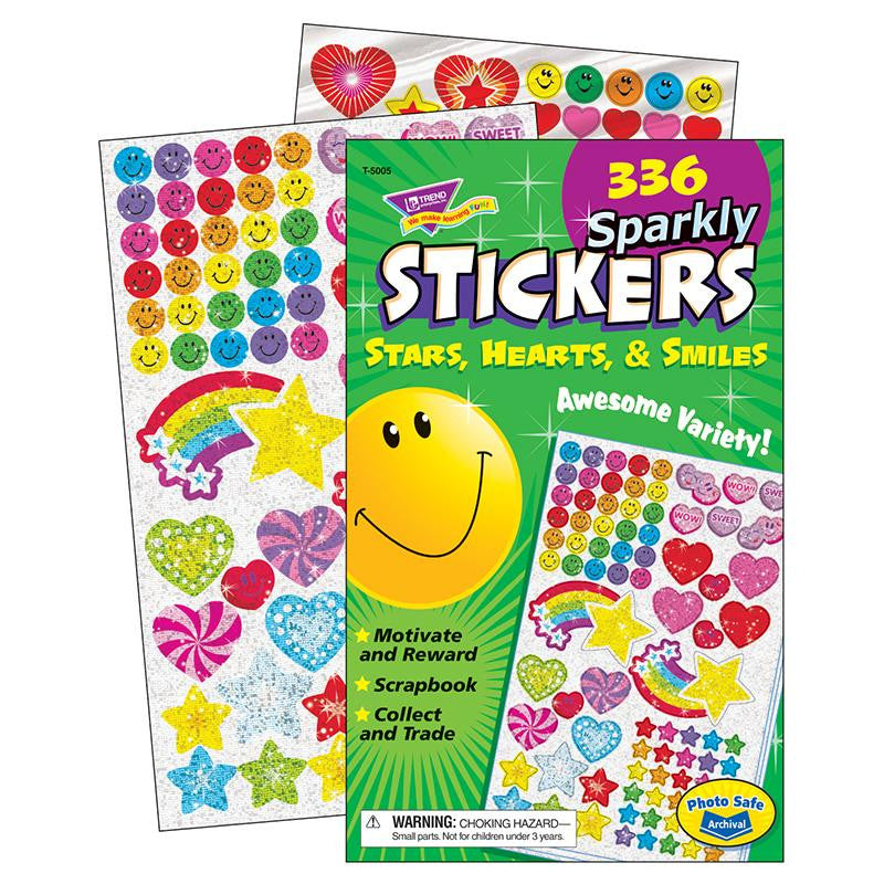 STICKER PAD SPARKLY STARS HEARTS &