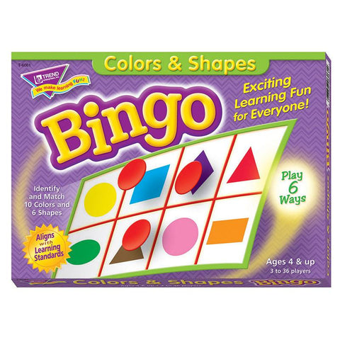 BINGO COLORS & SHAPES AGES 4 & UP