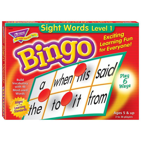 BINGO SIGHT WORDS AGES 5 & UP