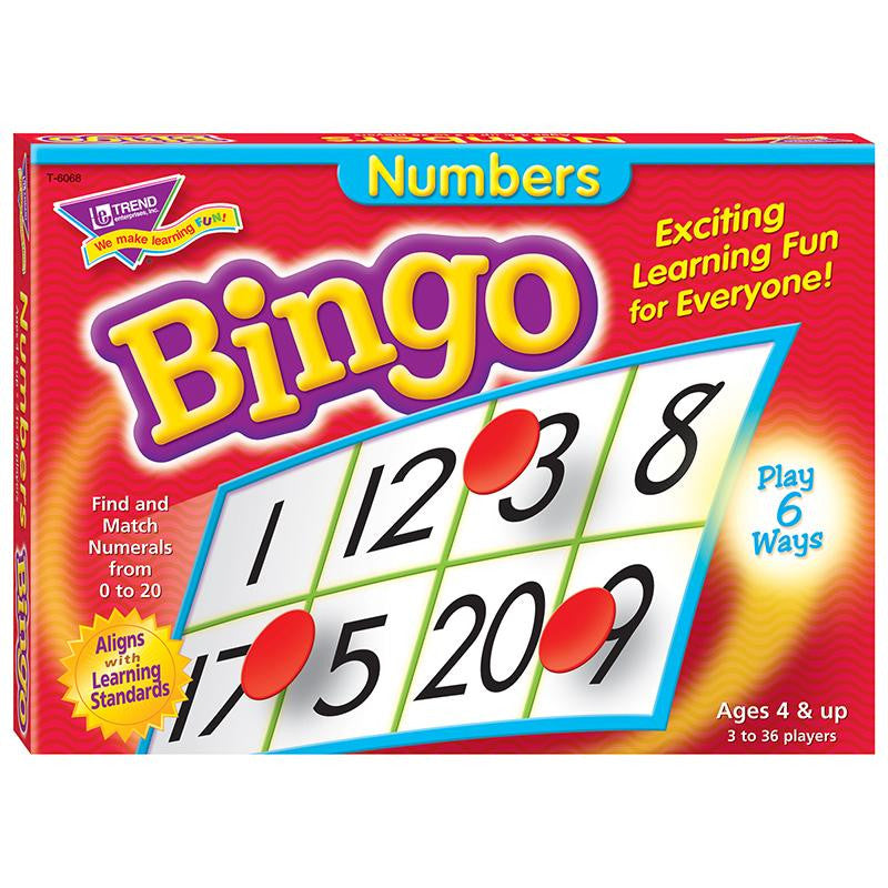 BINGO NUMBERS AGES 4 & UP