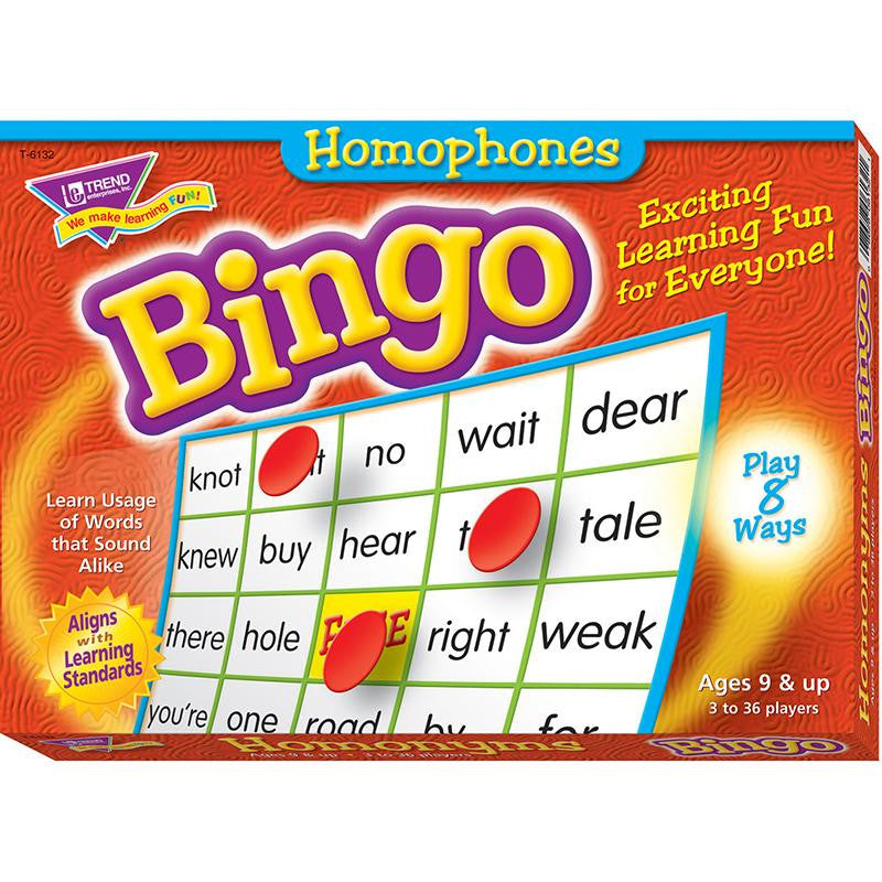 BINGO HOMONYMS AGES 9 & UP