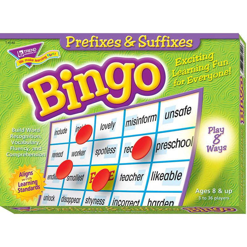 PREFIXES & SUFFIXES BINGO GAME