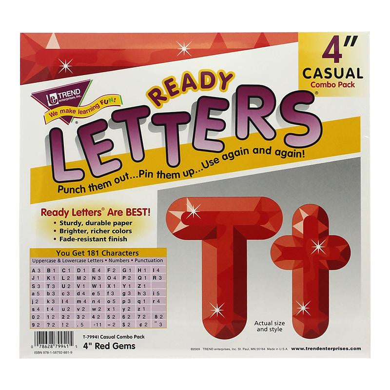 RED GEMS READY LETTERS 4IN UPPER