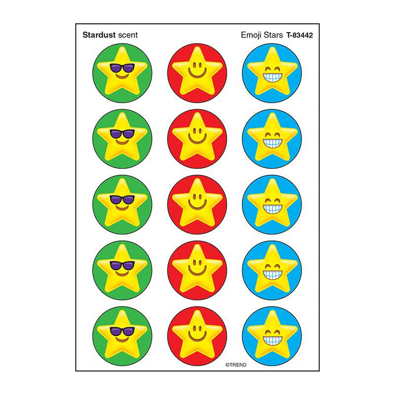 STINKY STICKER LG ROUND EMOJI STARS