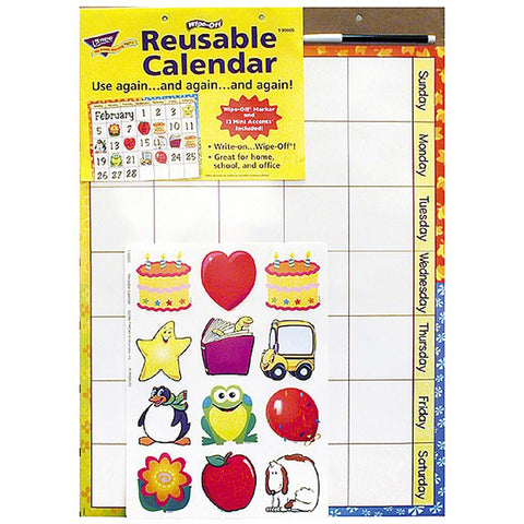 WIPE-OFF REUSABLE CALENDAR 17X22