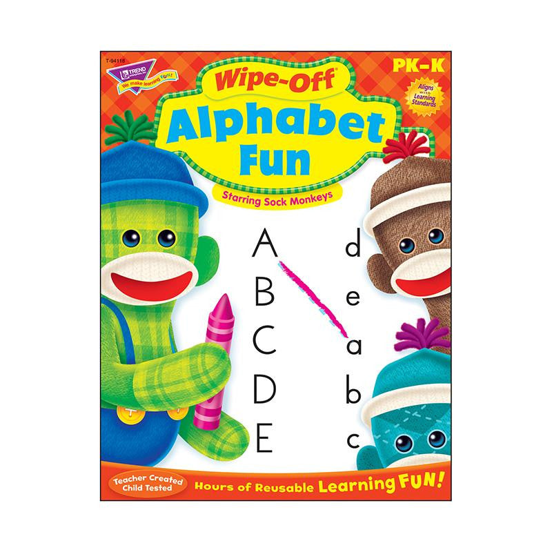 ALPHABET FUN SOCK MONKEYS WIPE OFF