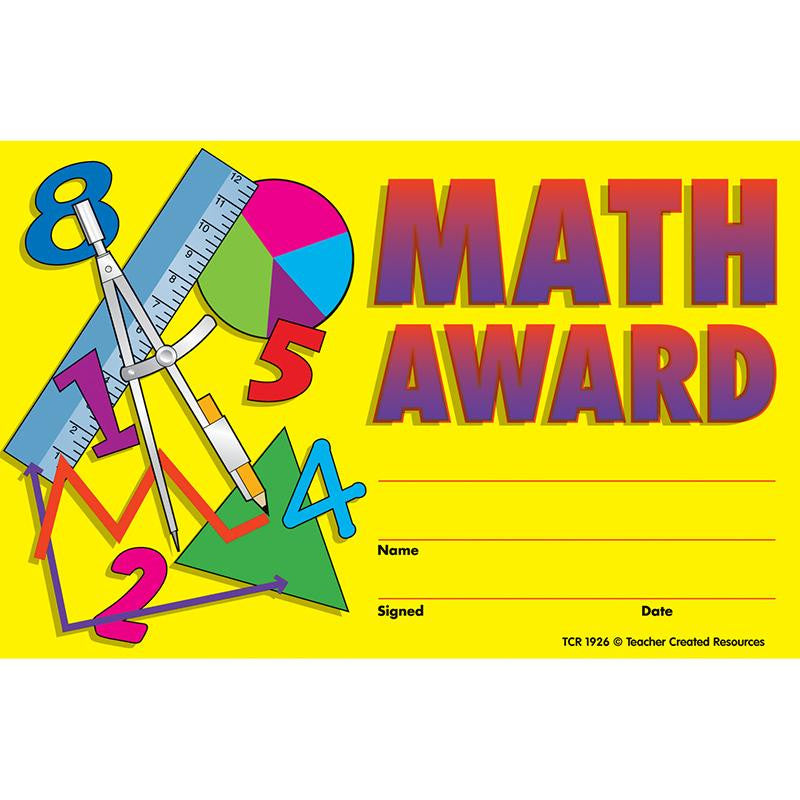 MATH AWARDS 25PK 8-1-2 X 5-1-2