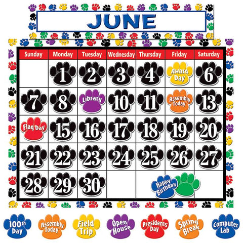 COLORFUL PAW PRINTS CALENDAR BB SET