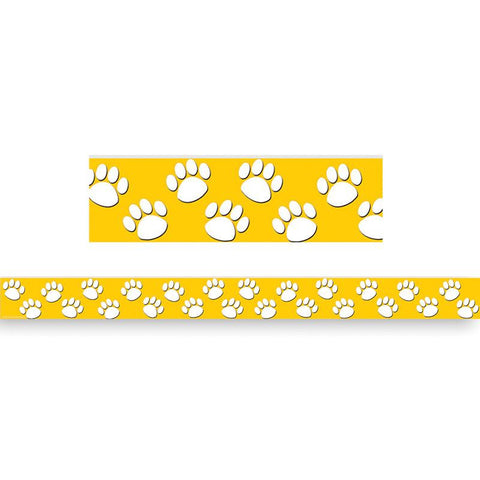 GOLD WITH WHITE PAW PRINTS STRAIGHT
