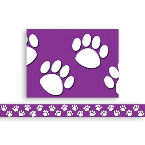 PURPLE WITH WHITE PAW PRINTS