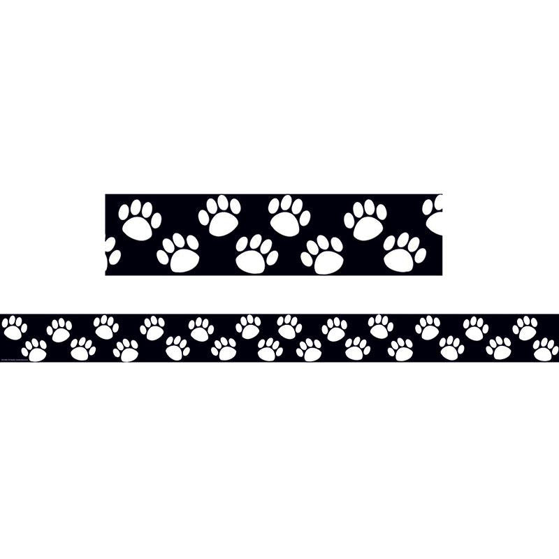 BLACK WITH WHITE PAW PRINTS BORDER