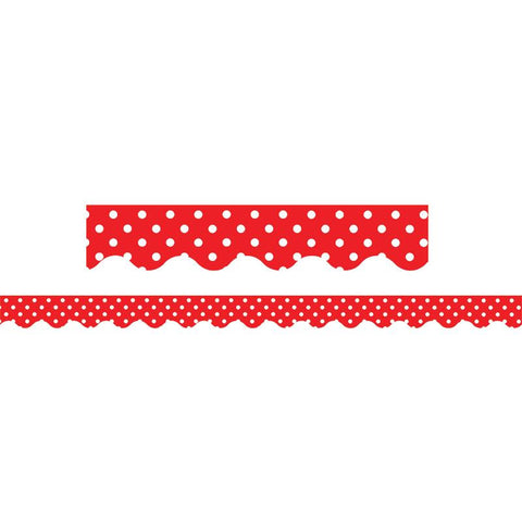 RED MINI POLKA DOTS BORDER TRIM