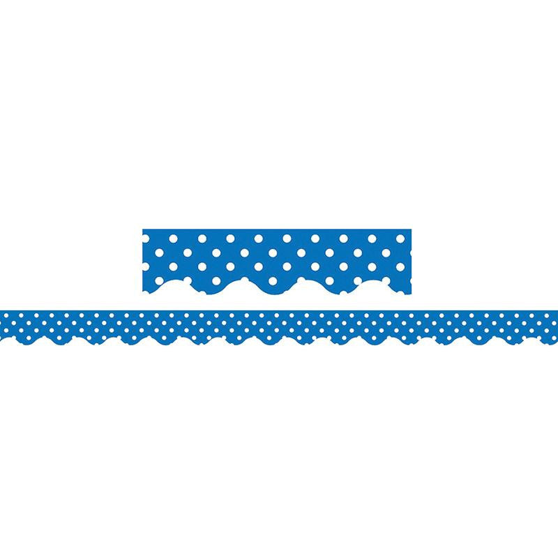 BLUE MINI POLKA DOTS BORDER TRIM