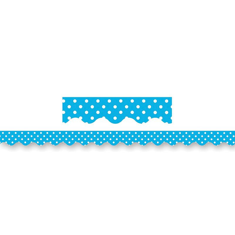 AQUA MINI POLKA DOTS BORDER TRIM