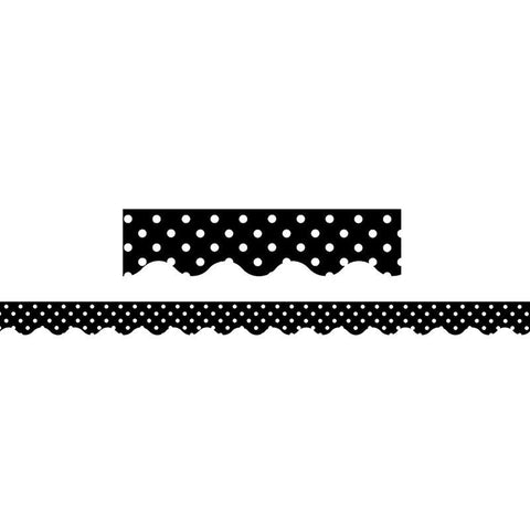 BLACK MINI POLKA DOTS BORDER TRIM