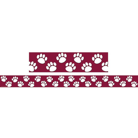 MAROON WITH WHITE PAW PRINTS