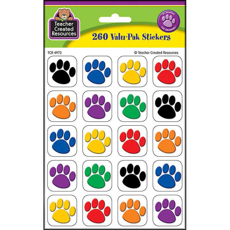 COLORFUL PAW PRINT STICKERS VALUE