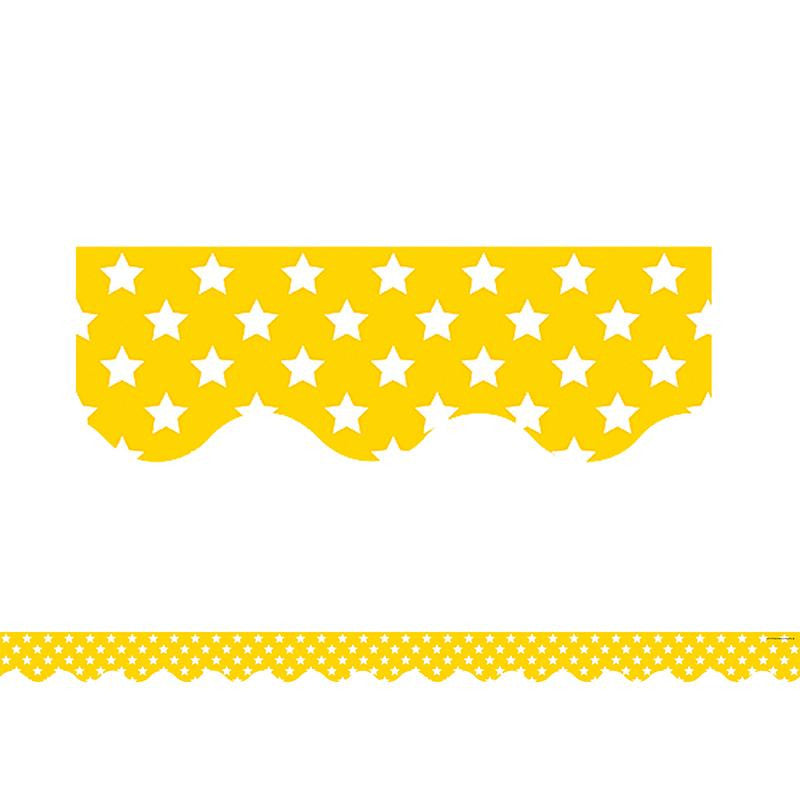 YELLOW WITH WHITE STARS SCALLOPED