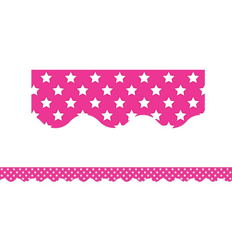 PINK WITH WHITE STARS SCALLOPED