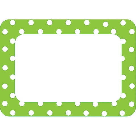 LIME POLKA DOTS 2 NAME TAGS LABELS