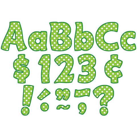 LIME POLKA DOTS FUNTASTIC FONT 4IN