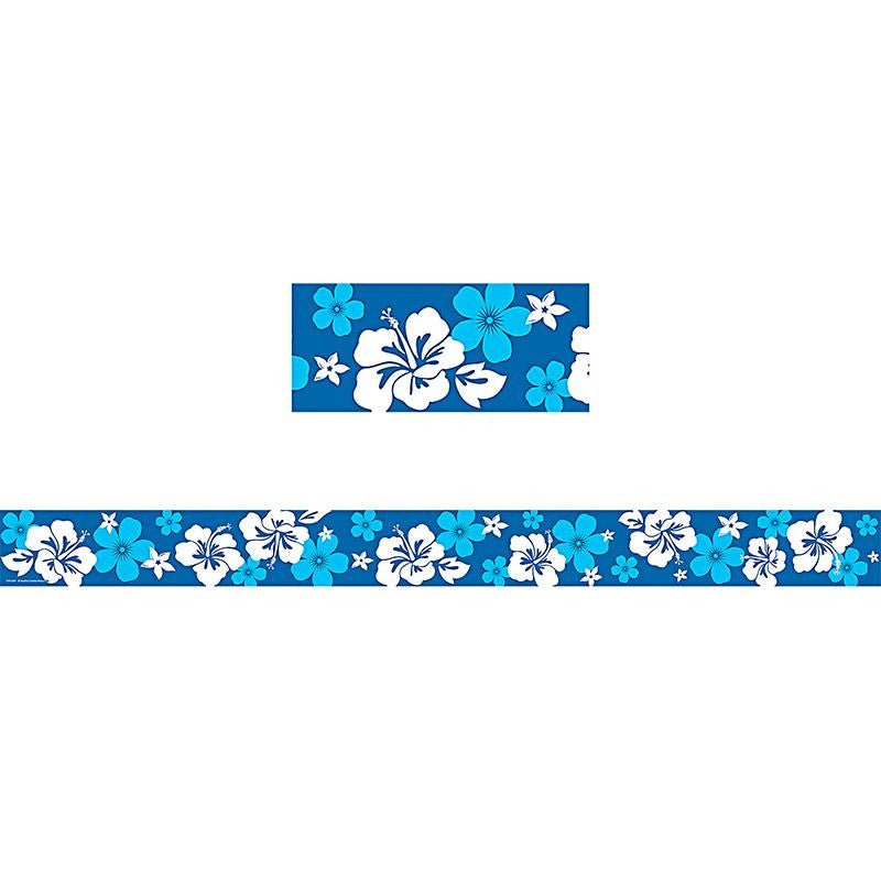 BLUE HIBISCUS STRAIGHT BORDER TRIM