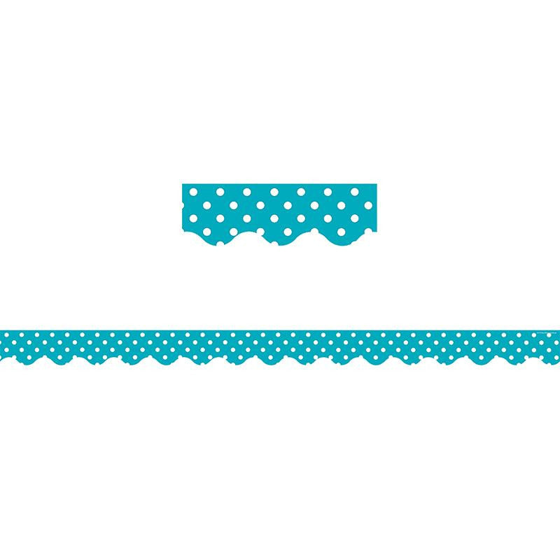 TEAL MINI POLKA DOTS SCALLOPED