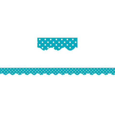 TEAL MINI POLKA DOTS SCALLOPED